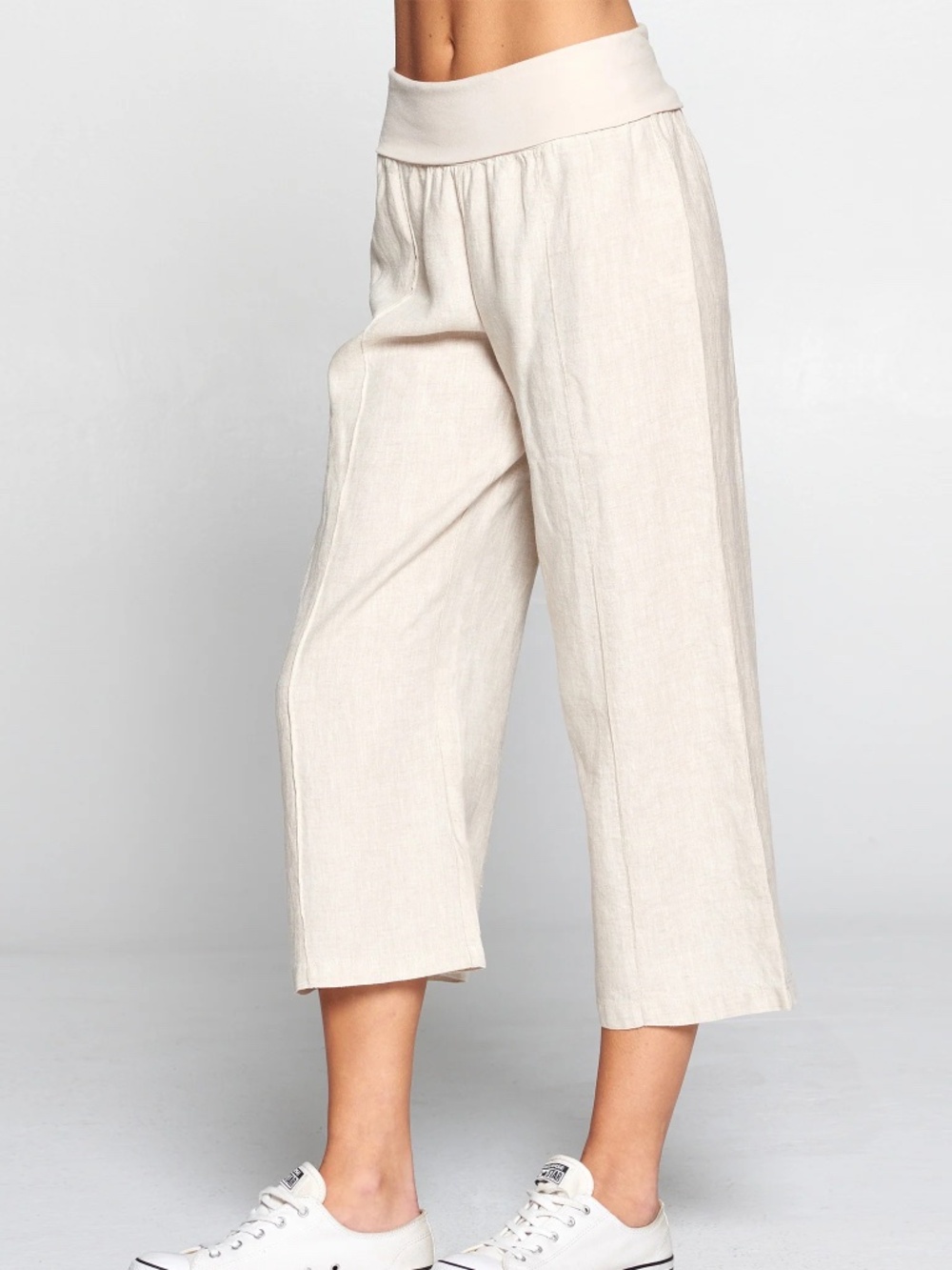 NWT 4 Our Dreamers Linen Neutral Wide-Leg Pants